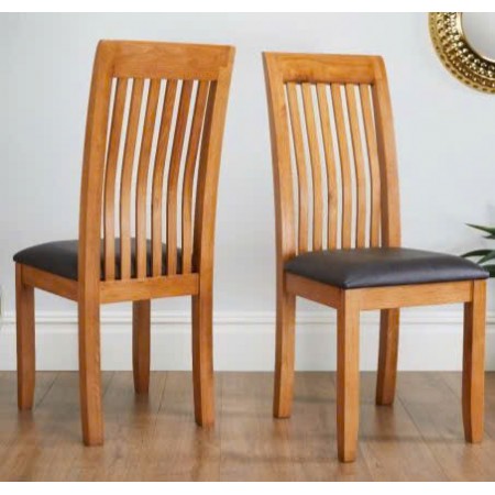 Ghế 6 Nan : Gỗ Sồi + Mặt Ghế Nệm Da PU ( Màu Đen )